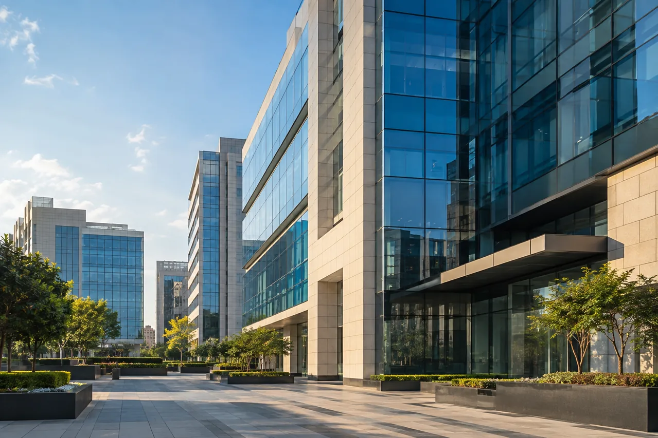 Modern commercial architecture in natural daylight